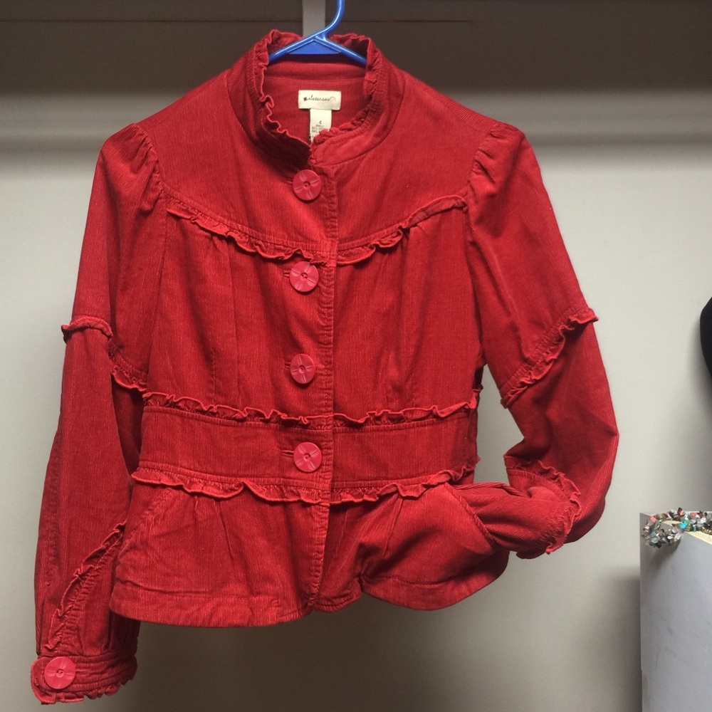 ✨ELEVENSES✨ Red Corduroy Button Up Blazer